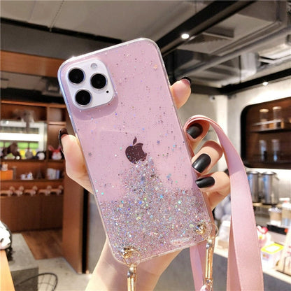 Sparkly Protective iPhone Case with Strap