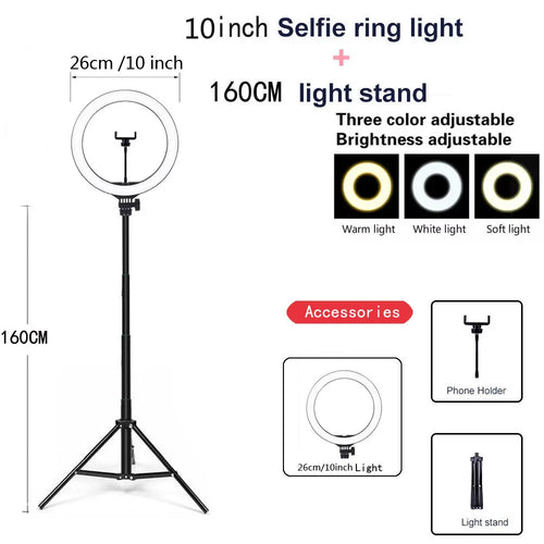 26 33CM Video Lights Dimmable Light Selfie LED Ring Light USB Ring
