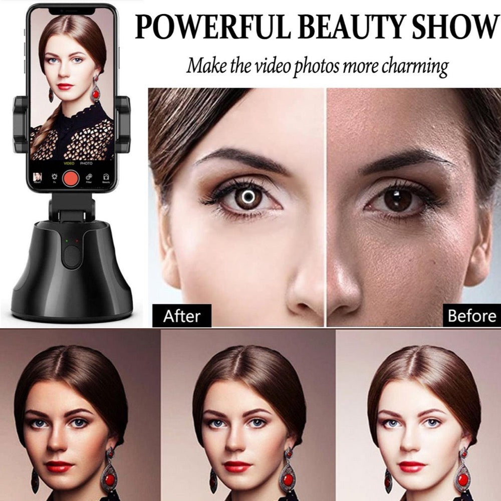 Revolving Auto Tracking Selfie Holder with 360° Rotation & Face Recognition
