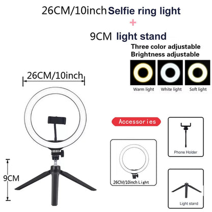26 33CM Video Lights Dimmable Light Selfie LED Ring Light USB Ring