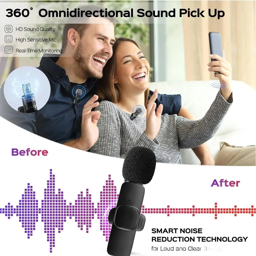 KEBIDU Wireless Lavalier Microphone Noise Cancelling Audio Video