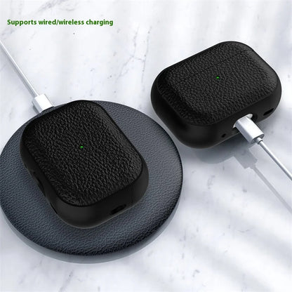 For Airpods Pro3 Case Luxury Lychee Leather Business Earphone Case