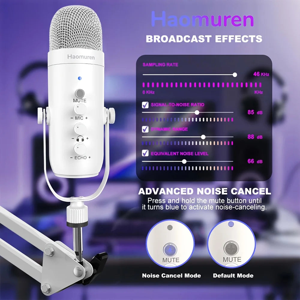 Haomuren Professional USB Streaming Podcast PC Microphone Studio