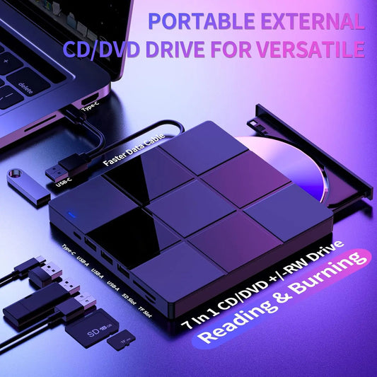 External CD/DVD Drive, DVD Player for Laptop, USB 3.0 Ultra-Slim