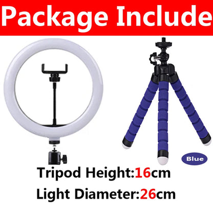 10 inch LED Selfie Ring Light Dimmable Photography Fill Lamp with Mini