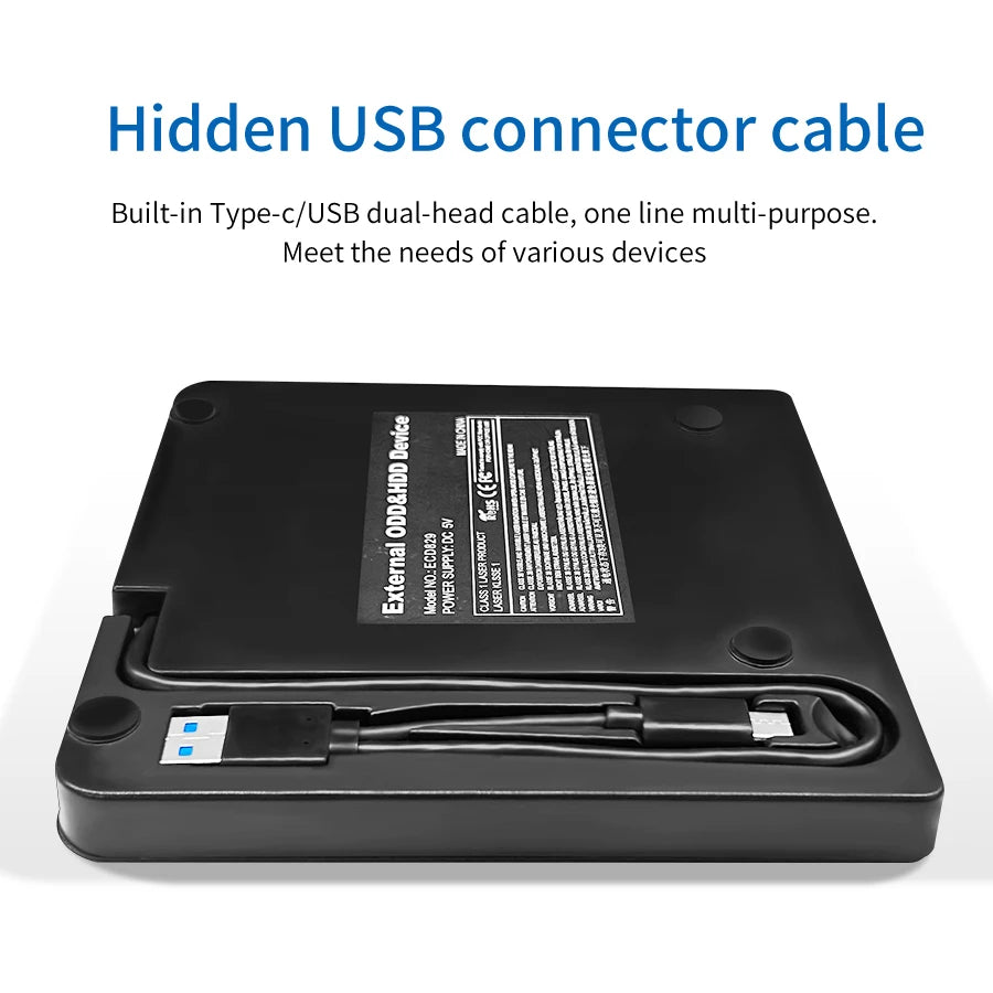 Slim 2-in-1 External DVD RW Writer Reader Player Burner USB 3.0 Type C