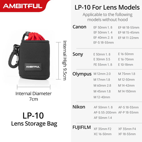 S/M/L/XL Camera Lens Pouch Drawstring Bag for All Camera DSLR