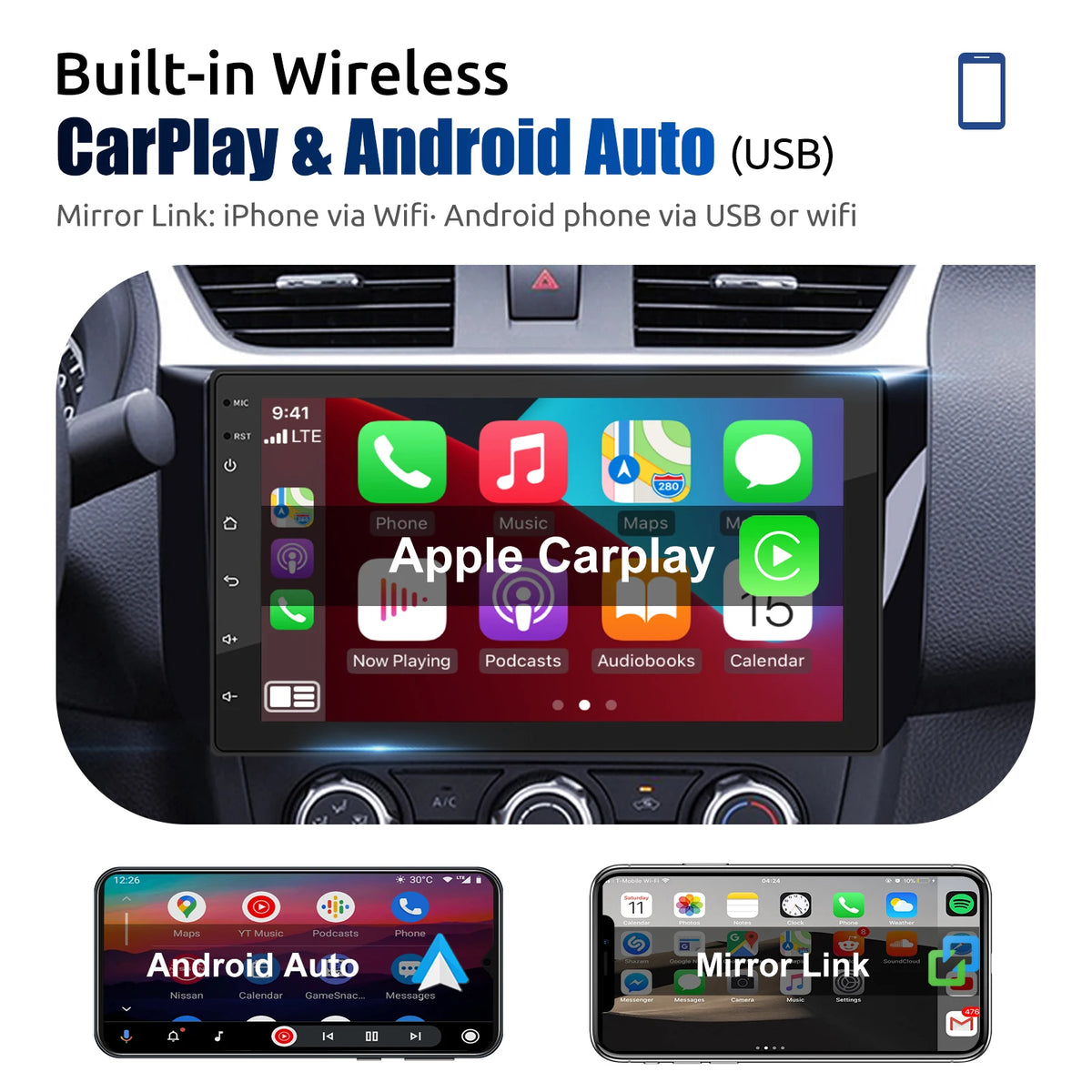 ESSGOO 7 9 10" Car Radio Android Auto Carplay Car Stereo Multimedia