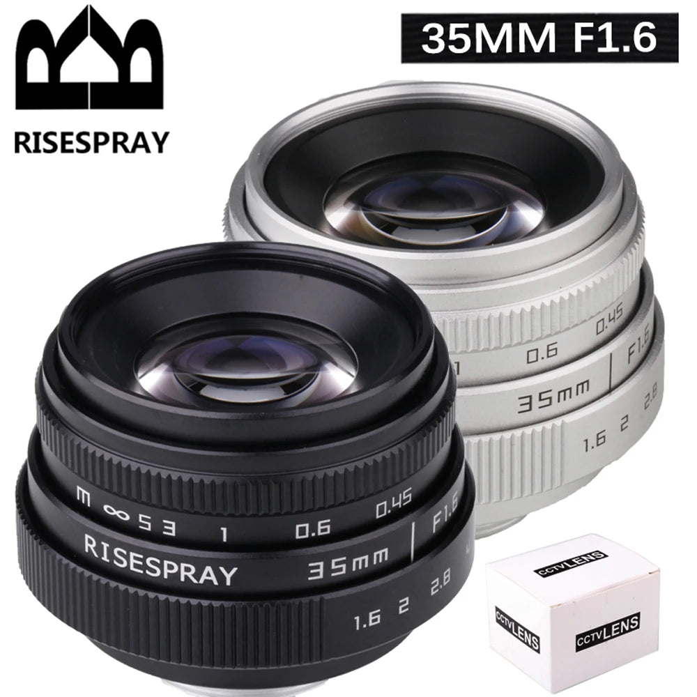 35mm F1.6 Manual Focus MF Prime Lens for Canon EOS M Nikon N1 Fuji X