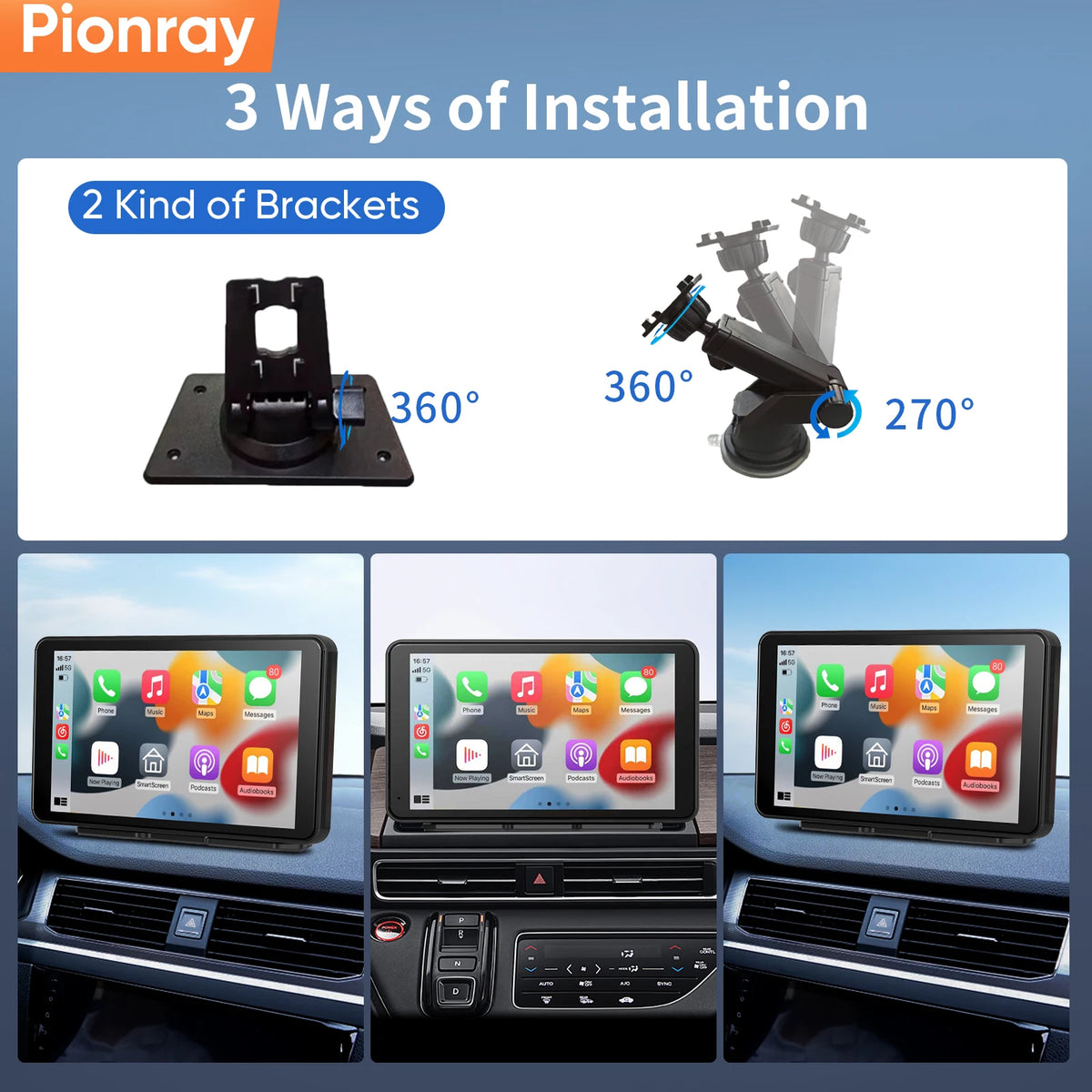 Pionray 7/10 inches android auto Universal Portable CarPlay for Car