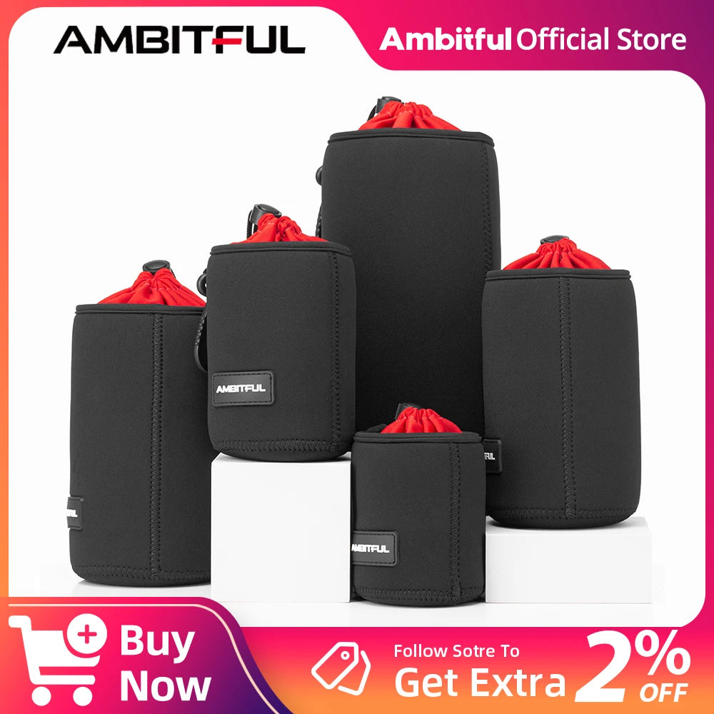 S/M/L/XL Camera Lens Pouch Drawstring Bag for All Camera DSLR