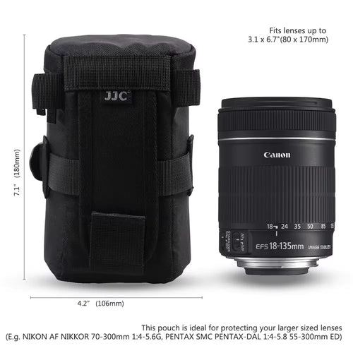 JJC Camera Lens Case Water Resistant Lens Pouch for DSLR Camera Lens