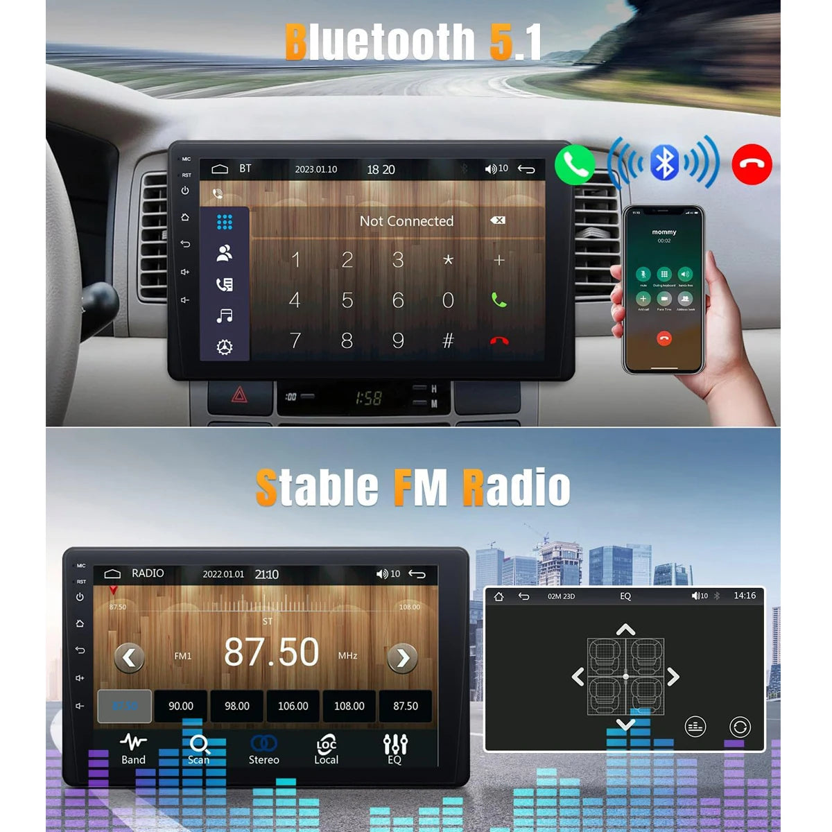 9 Inch Car Stereo Single Din Radio with Apple Carplay and Android