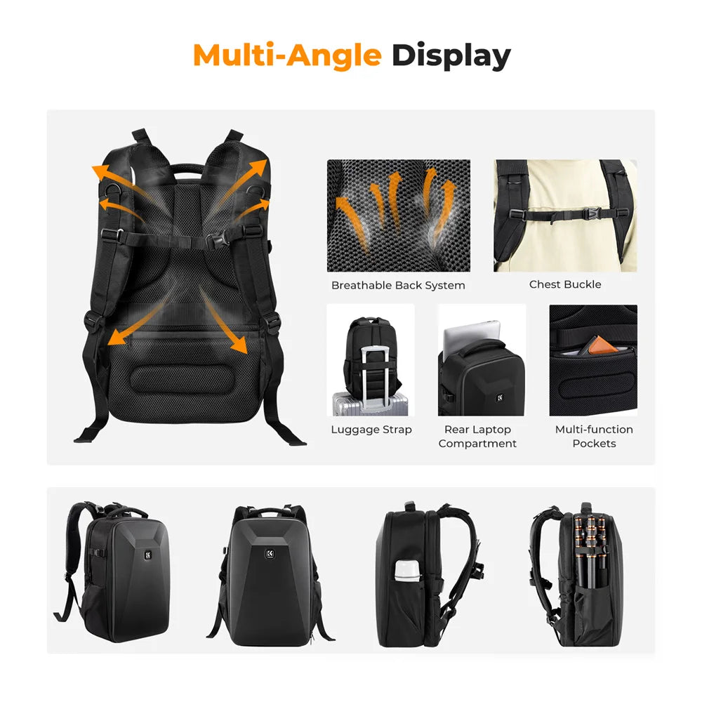K&F CONCEPT 22L Camera Bag Large Capacity Travel Photography Backpack