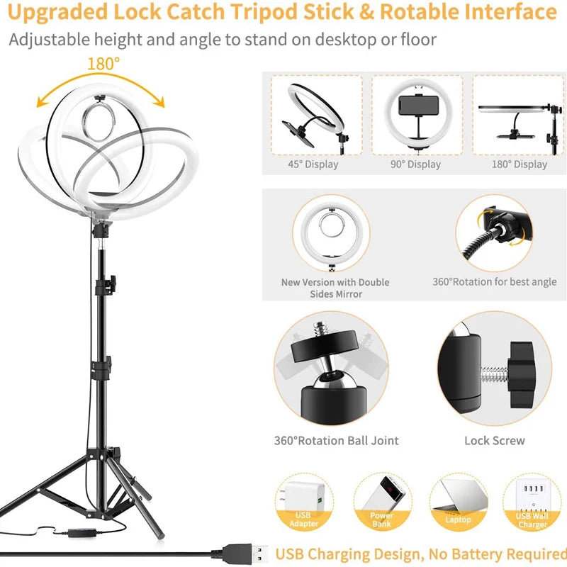 16/26/33cm LED Selfie Ring Light Dimmable LED Lamp Photography