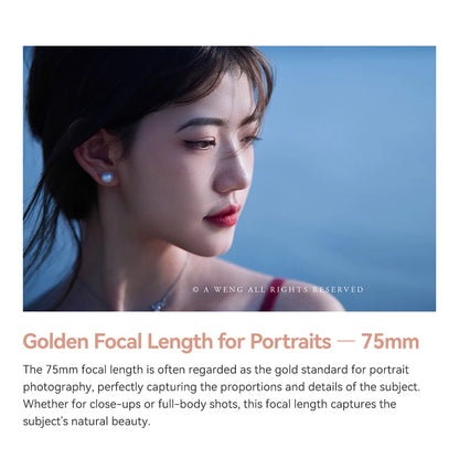 TTArtisan 75mm F2 AF Auto Focus Prime Fixed Focus Full Frame Lens for