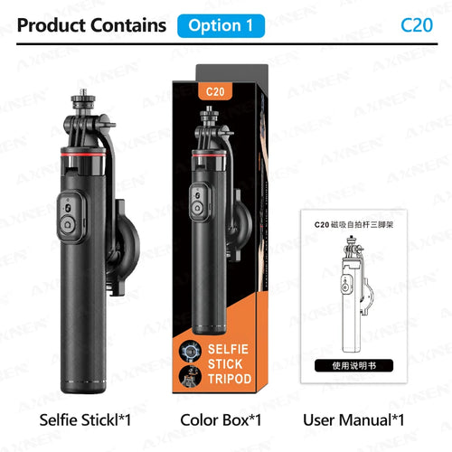 AXNEN C20 Magnetic Selfie Stick Tripod Extendable for Cellphone