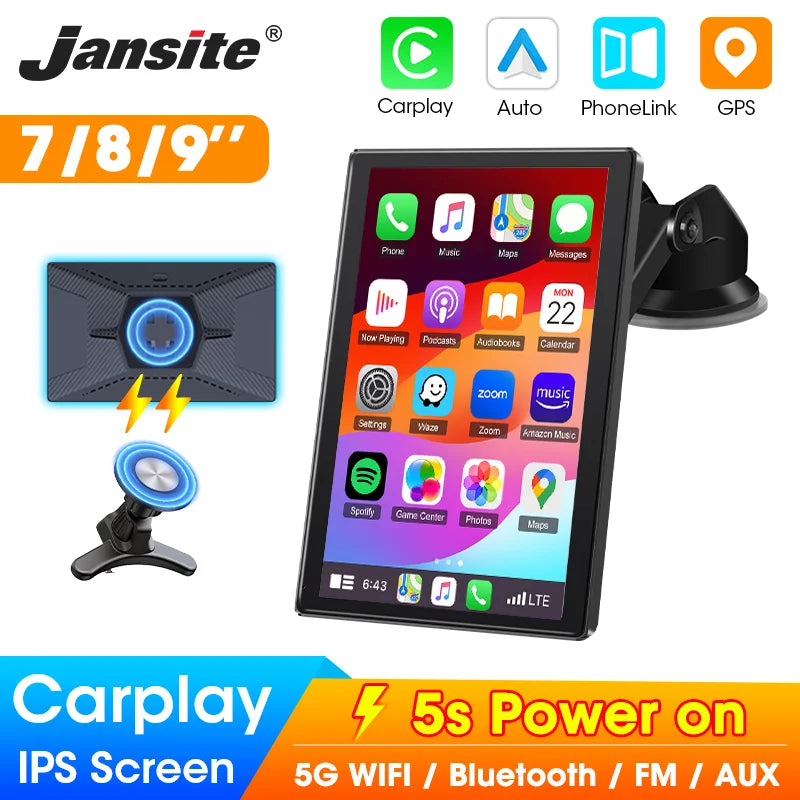 7/8/9'' Support Orientation & Portrait Car Mirror Radio Wireless
