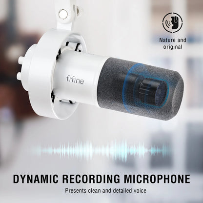 FIFINE Recording XLR Dynamic Microphone with Real-time Monitoring,USB