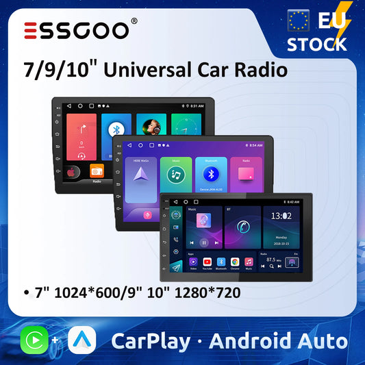 ESSGOO 7 9 10" Car Radio Android Auto Carplay Car Stereo Multimedia