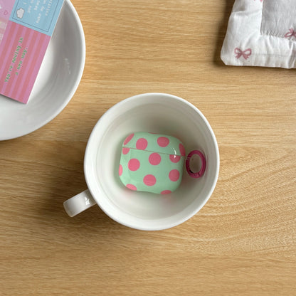 Fashion Simple Big Pink Blue Dots Polka Point Pattern Glossy Earphone