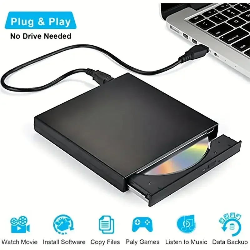 External CD DVD Drive, USB 2.0 Slim Protectable External CD-RW Drive