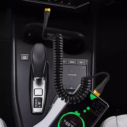 PD 120W Type C To Type C Cable 5A Fast Charge USB C Spring Car Charger