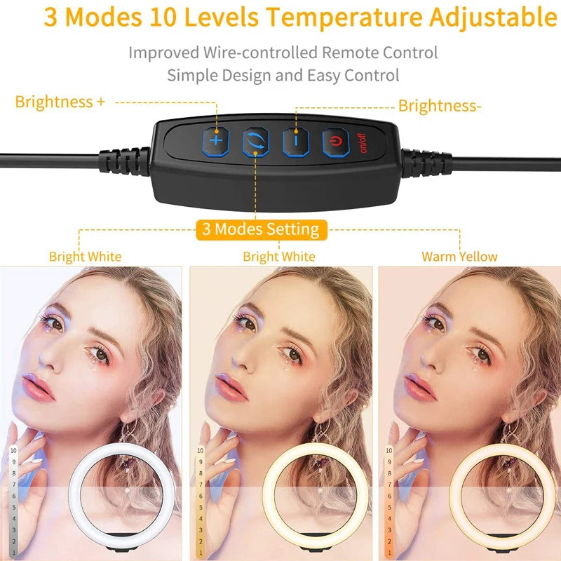 LED Selfie Ring Lighting Photographic Selfie Ring Lamp USB Remote Fill