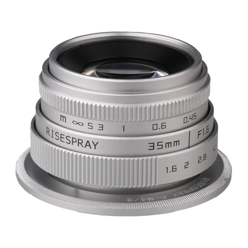 Silver Mini 35mm f/1.6 APS-C CCTV Lens+Adapter Ring for