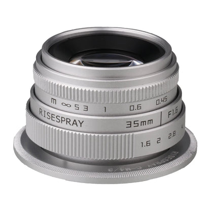 Silver Mini 35mm f/1.6 APS-C CCTV Lens+Adapter Ring for