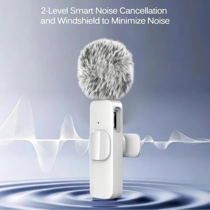 Wireless Lavalier Microphone Mini Lapel Mic with Noise Cancellation