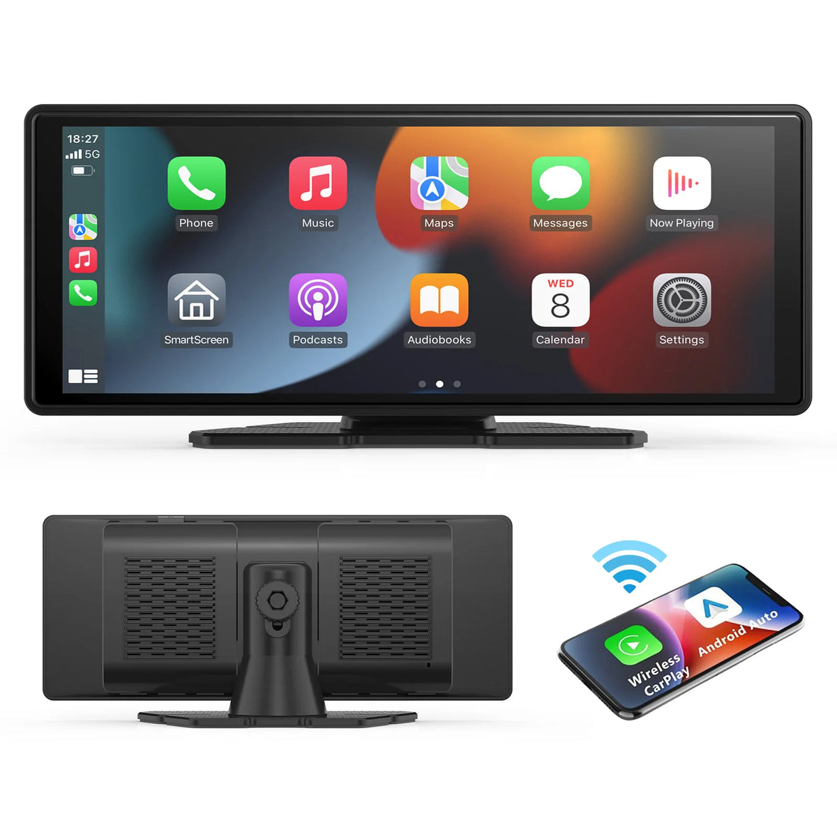 Universal Portable Wireless Carplay Screen for Car with Android Auto