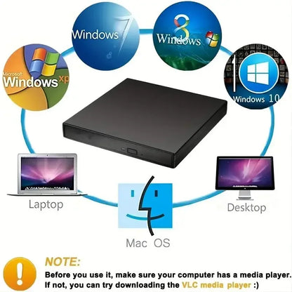 External CD DVD Drive, USB 2.0 Slim Protectable External CD-RW Drive
