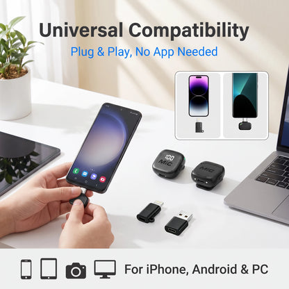 Mini Wireless Clip-On Microphone, Smart Noise Reduction, Long Battery
