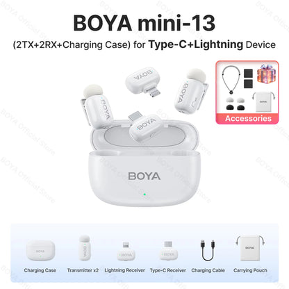 BOYA Mini Wireless Lavalier Lapel Microphone for iPhone iPad Android