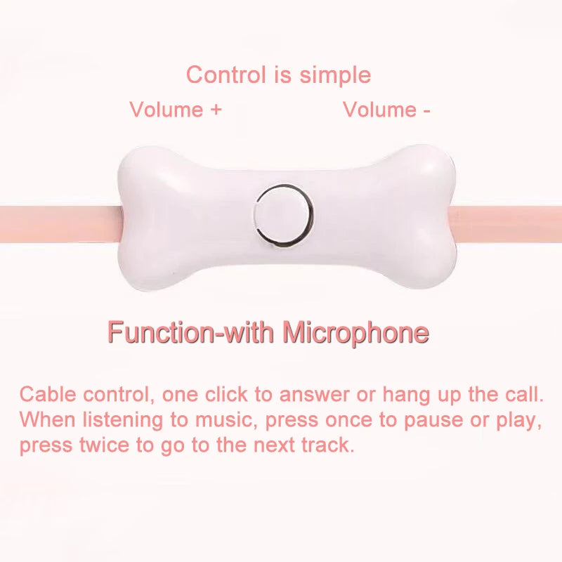 Cat Paw Earbuds Stereo 3.5mm In-Ear Headphones with Mic Earpiece