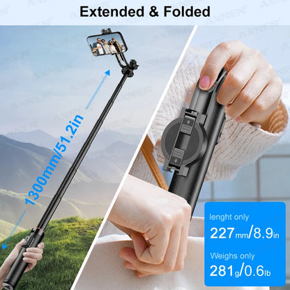 AXNEN C20 Magnetic Selfie Stick Tripod Extendable for Cellphone