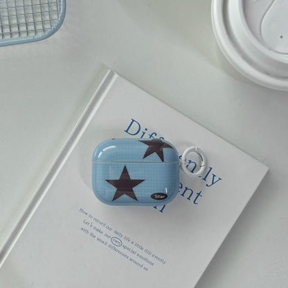 Y2K Style Fashion Blue Pink Five-Pointed Star Check Pattern Protective
