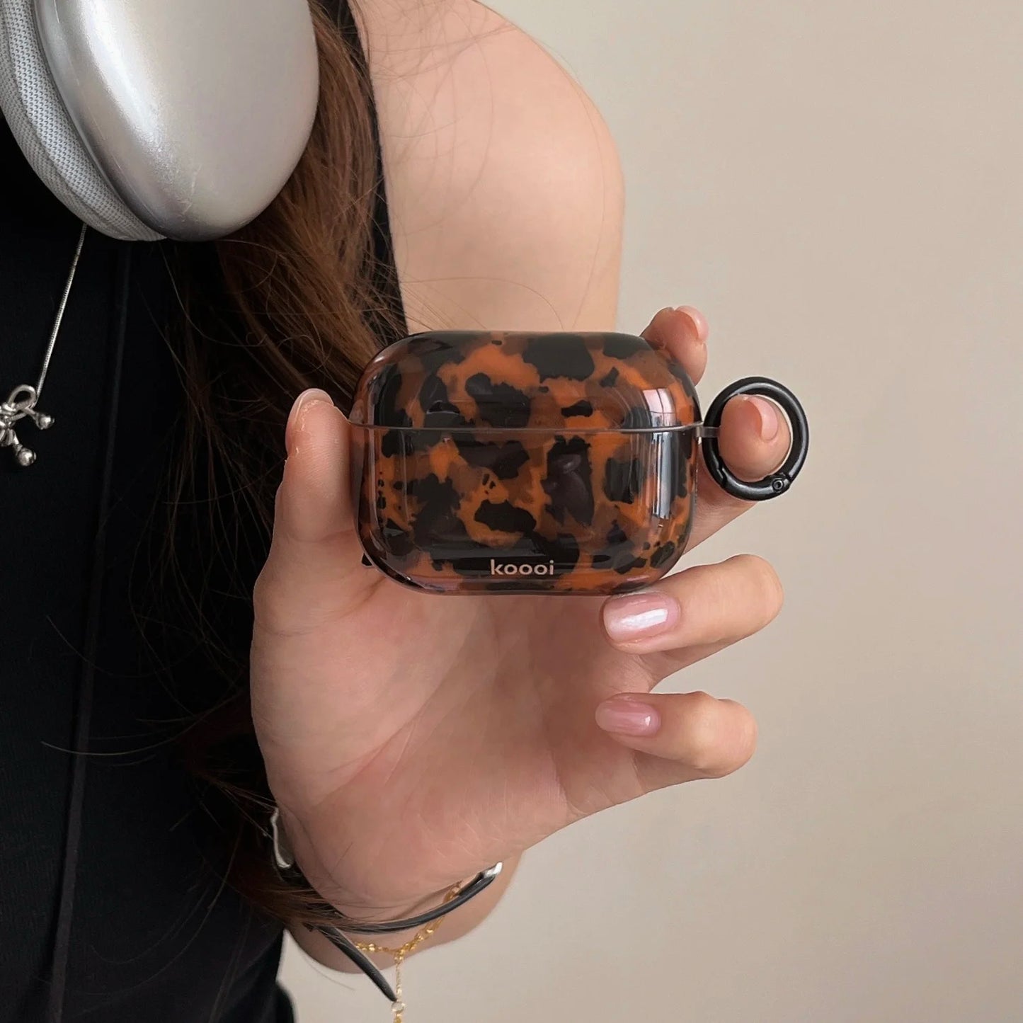 Stylish Dark Color Tortoiseshell Amber Glossy Cover Case For AirPods 1
