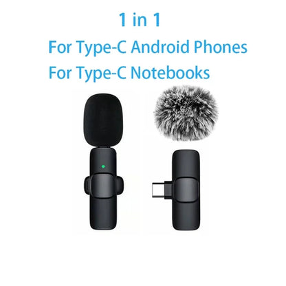Wireless Lavalier Microphone Mini Lapel Mic with Noise Cancellation