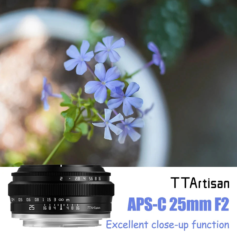 TTARTISAN 25mm F2 APS-C MF Portrait Photography Camera Lens for Sony