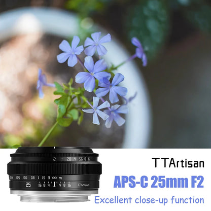 TTARTISAN 25mm F2 APS-C MF Portrait Photography Camera Lens for Sony