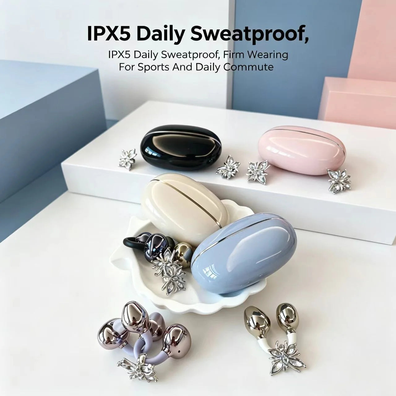 Fashion OWS Clip On Earbuds ENC Clear Call Low Latency Bluetooth