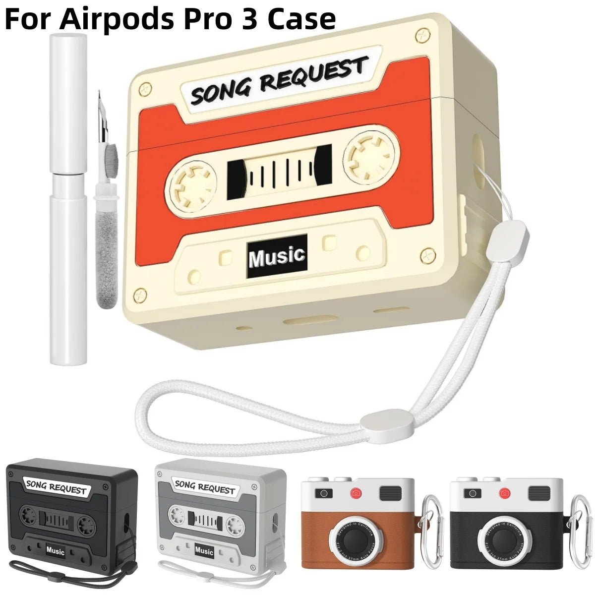 Cassette Tape Case for Airpods Pro 3 New Silicone Headphone Case Cover