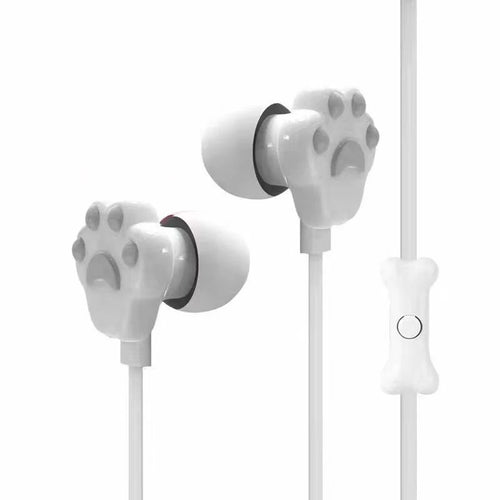 Cat Paw Earbuds Stereo 3.5mm In-Ear Headphones with Mic Earpiece