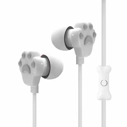 Cat Paw Earbuds Stereo 3.5mm In-Ear Headphones with Mic Earpiece