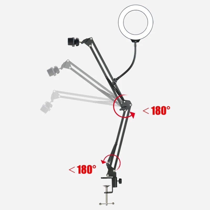 Overhead Tripod for Phone with Ring Light Desktop Cellphone Bracket