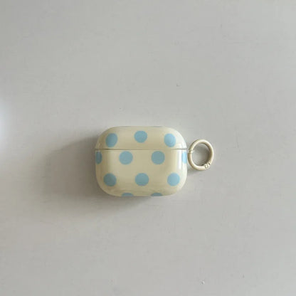 Fashion Simple Big Pink Blue Dots Polka Point Pattern Glossy Earphone