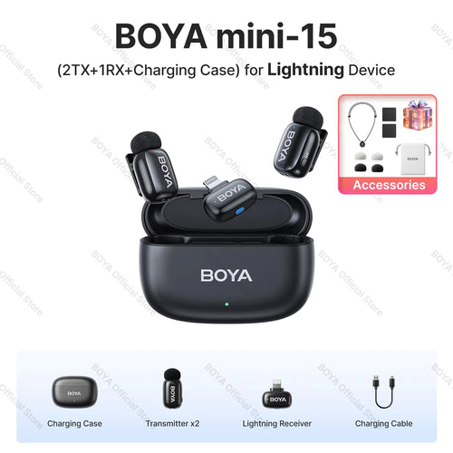 BOYA Mini Wireless Lavalier Lapel Microphone for iPhone iPad Android