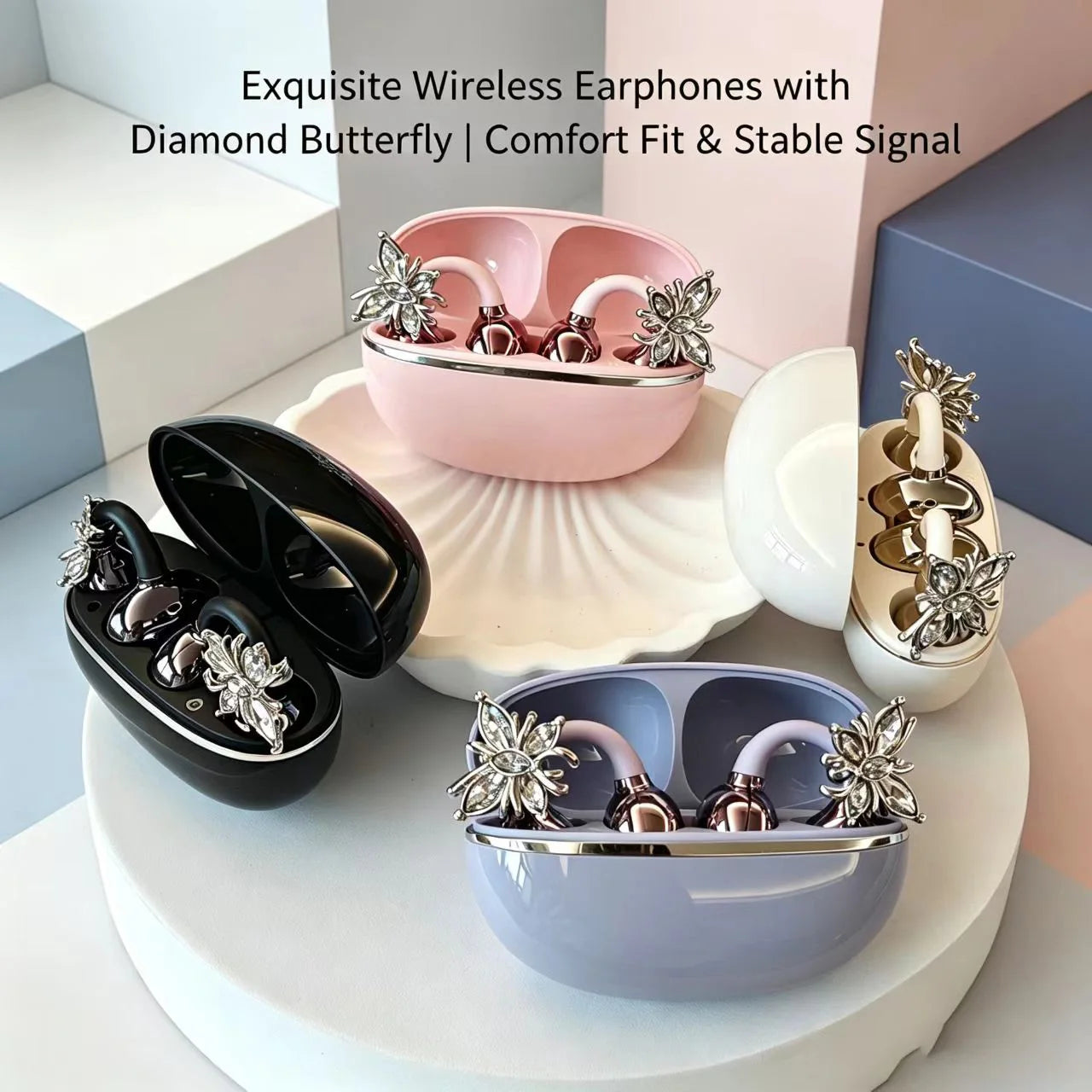 Fashion OWS Clip On Earbuds ENC Clear Call Low Latency Bluetooth
